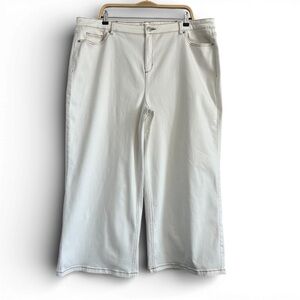 d/C Jeans White Cropped Wide Leg Denim Pants Stretch Size 22